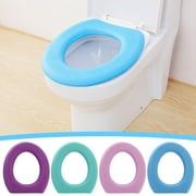 JMKQLZ Padded Thicker Bathroom Toilet Seat Cover Pad, Soft Comfort Warmer Toilet Seat Cushion Cover Stretchable Washable Fiber Cloth, Easy Installation Toilet Lid Seat Cover